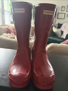 Hunter Glossy Red Knee-High Rain Boots